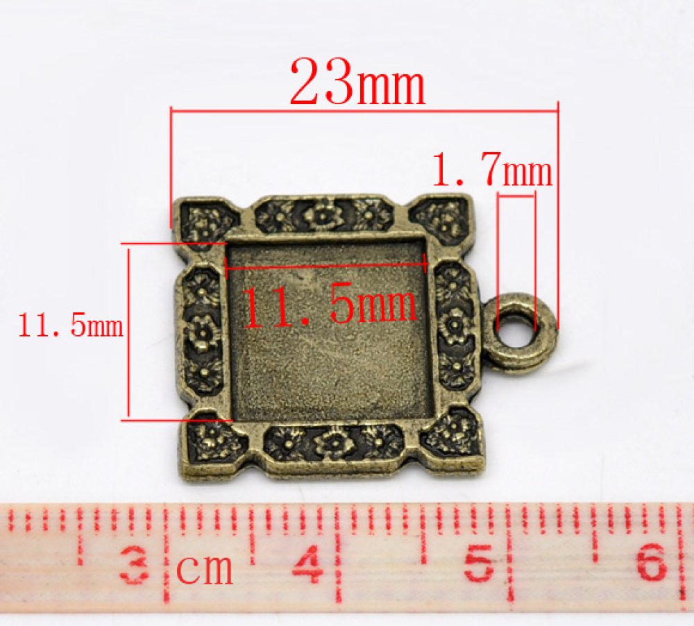 1 square cabochon holder N°01 Bronze