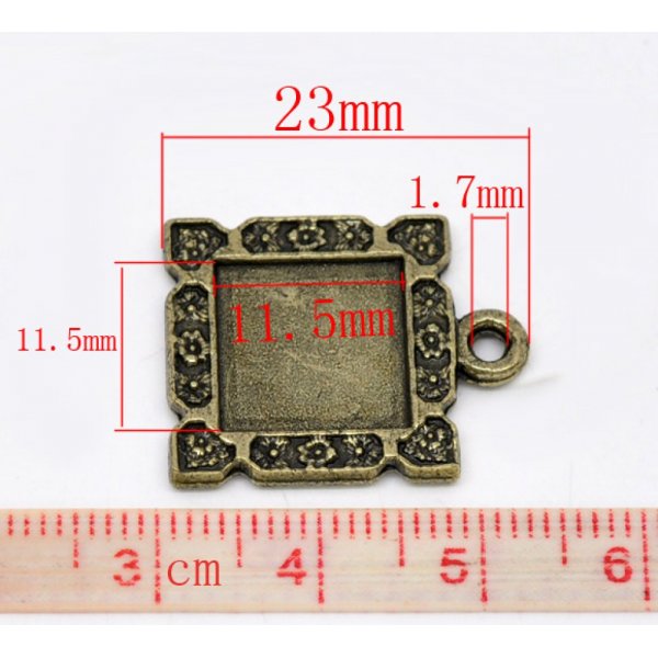 1 square cabochon holder N&deg;01 Bronze