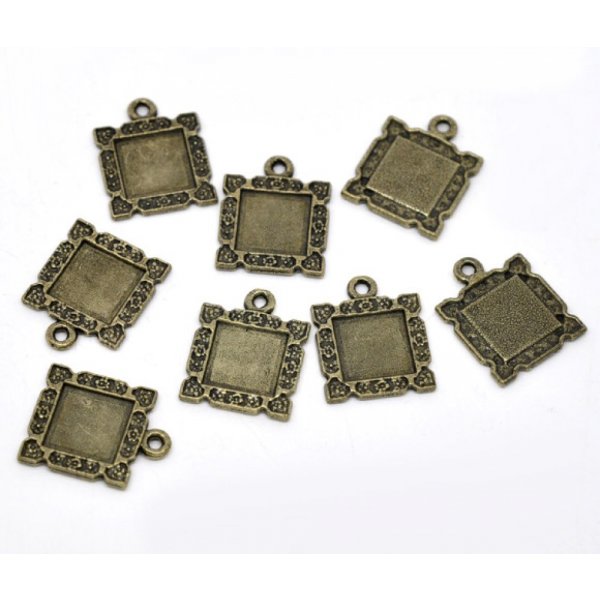 1 square cabochon holder N&deg;01 Bronze