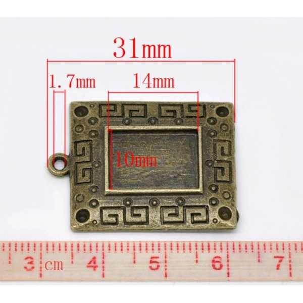 1 rectangular cabochon holder N&deg;01 Bronze