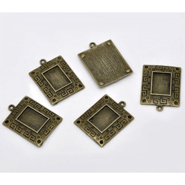 1 rectangular cabochon holder N&deg;01 Bronze
