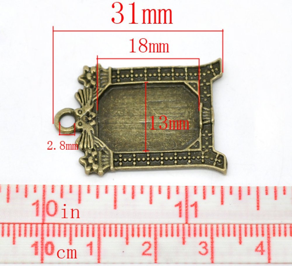 1 rectangular cabochon holder N°02 Bronze