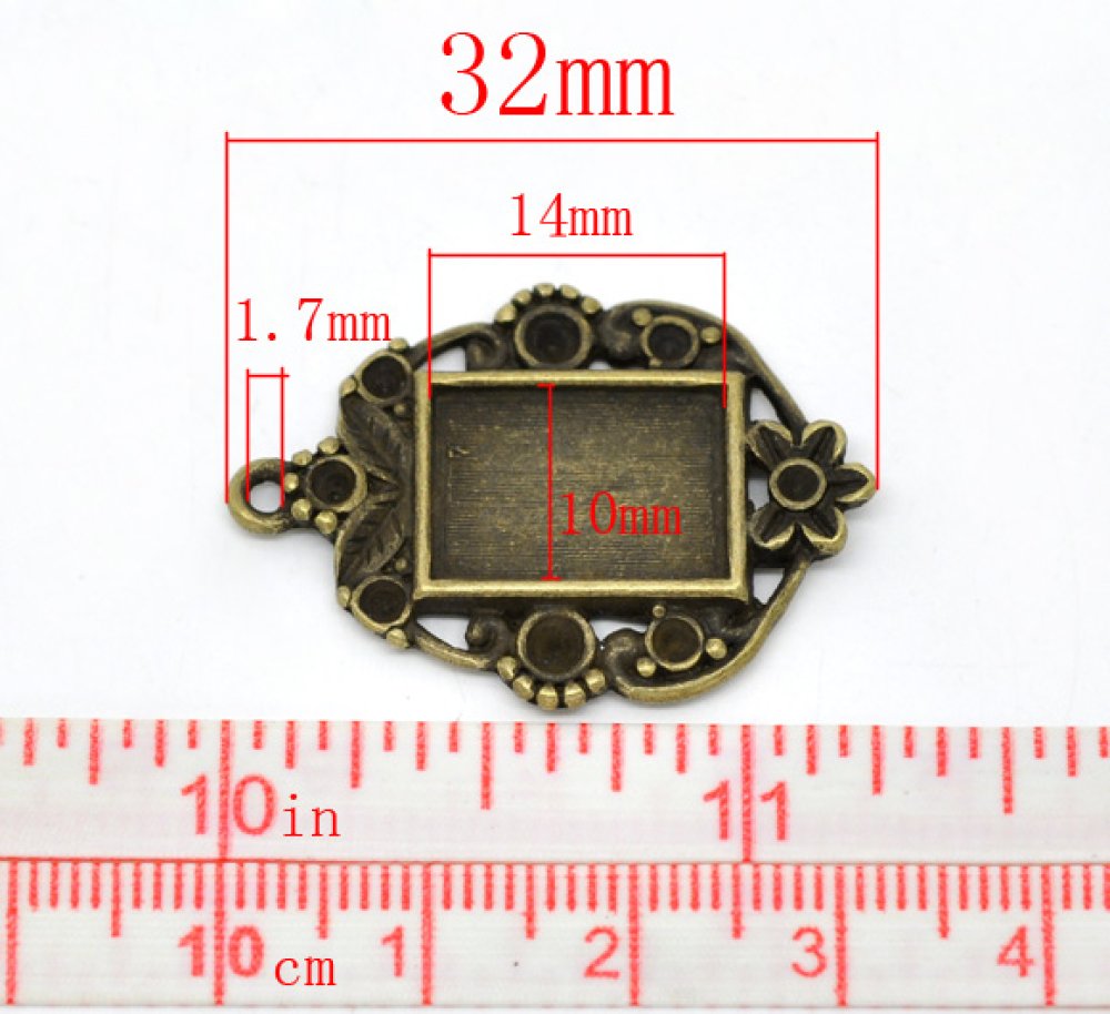 1 rectangular cabochon holder N°03 Bronze