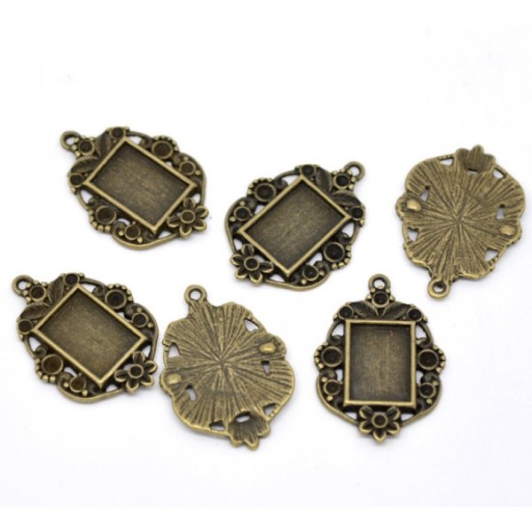 1 rectangular cabochon holder N&deg;03 Bronze