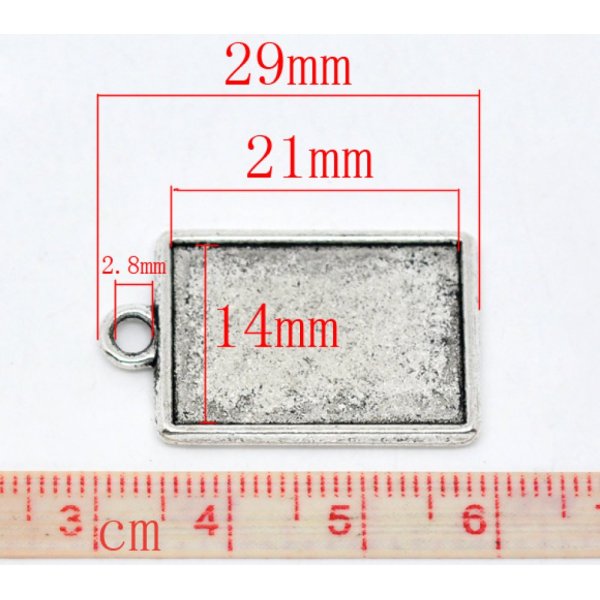 1 rectangular cabochon holder N&deg;04 Silver