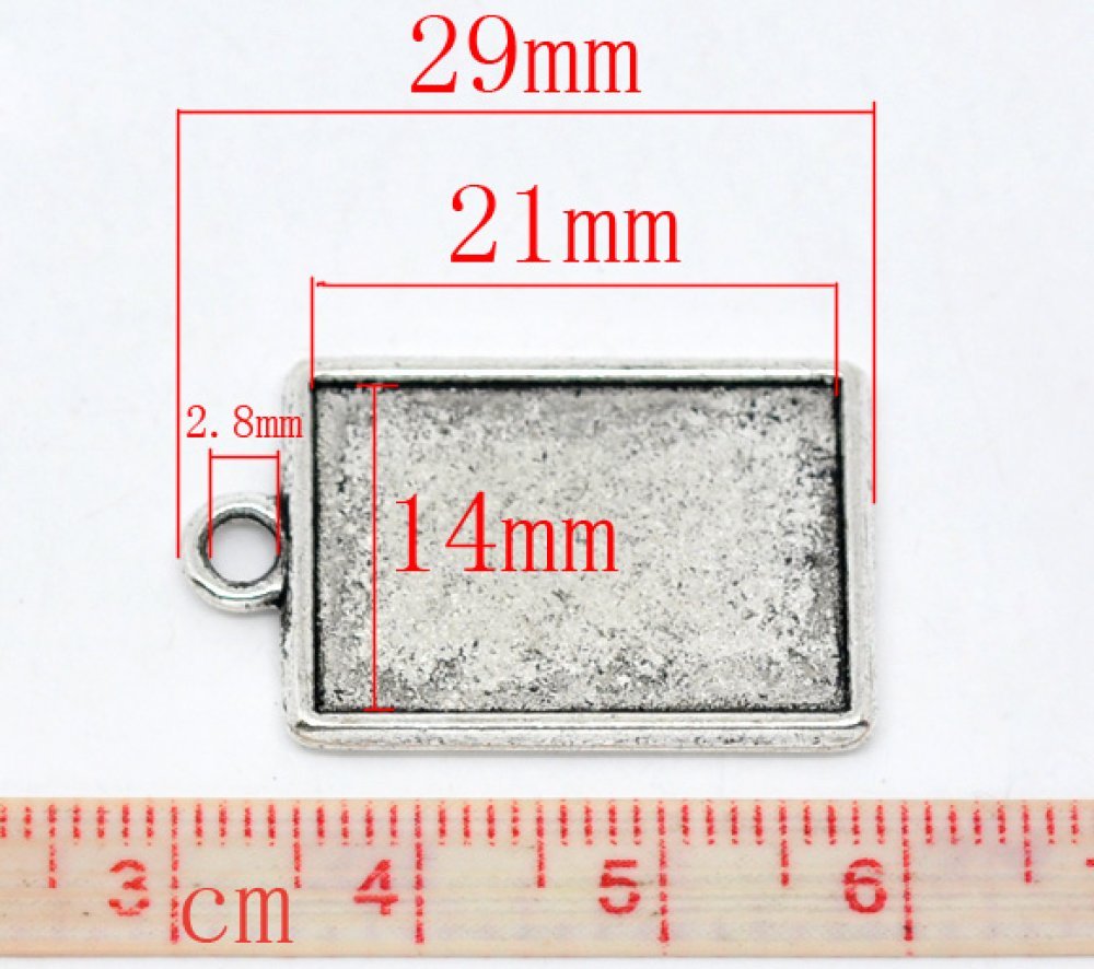 1 rectangular cabochon holder N°04 Silver