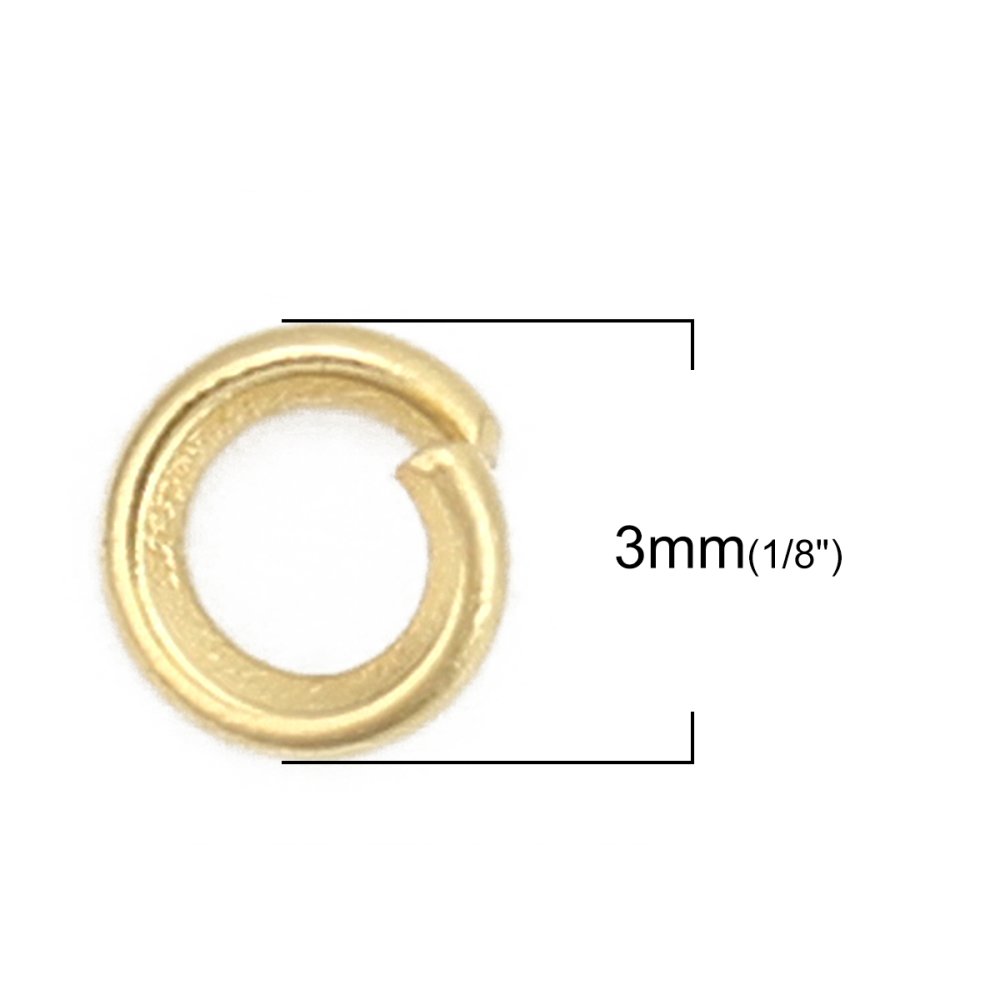 20 Open joint rings 03 mm Stainless steel gold-plated N°02