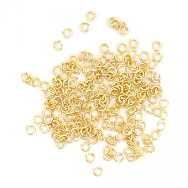 20 Open joint rings 03 mm Stainless steel gold-plated N&deg;02