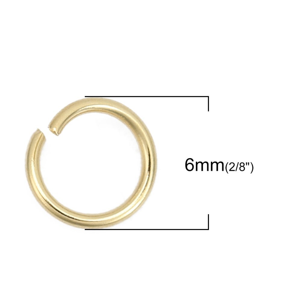 20 Open Junction Rings 06 mm Stainless steel gold plated