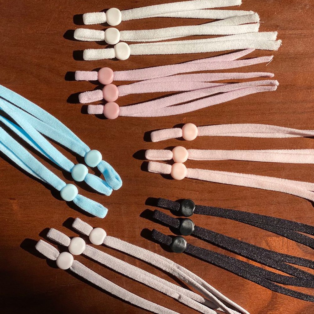 20 White Elastic Cord Bands with Adjustable Buckle for Mask.