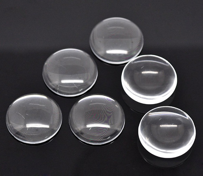 20 Cabochons Ronds 30 mm en verre Loupe transparent N&deg;13