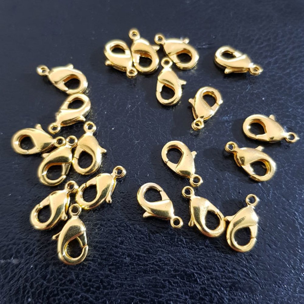 20 Clasps Carabiner 12 x 07 mm Gold.