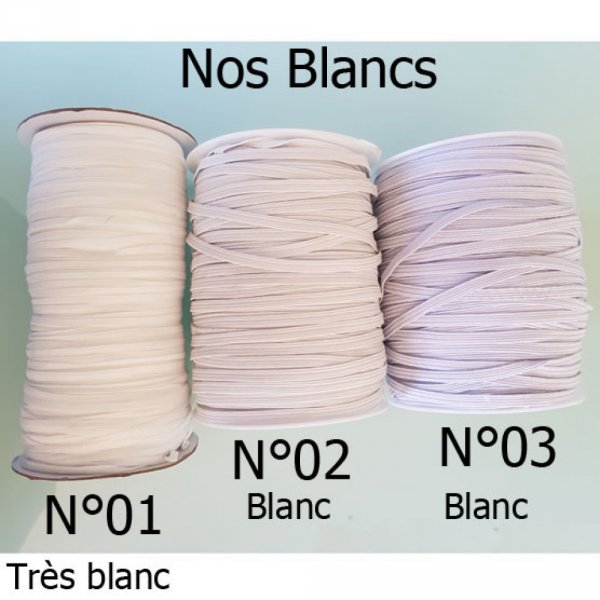 20 Meters Flat mask elastic 5 mm WHITE N&deg;02