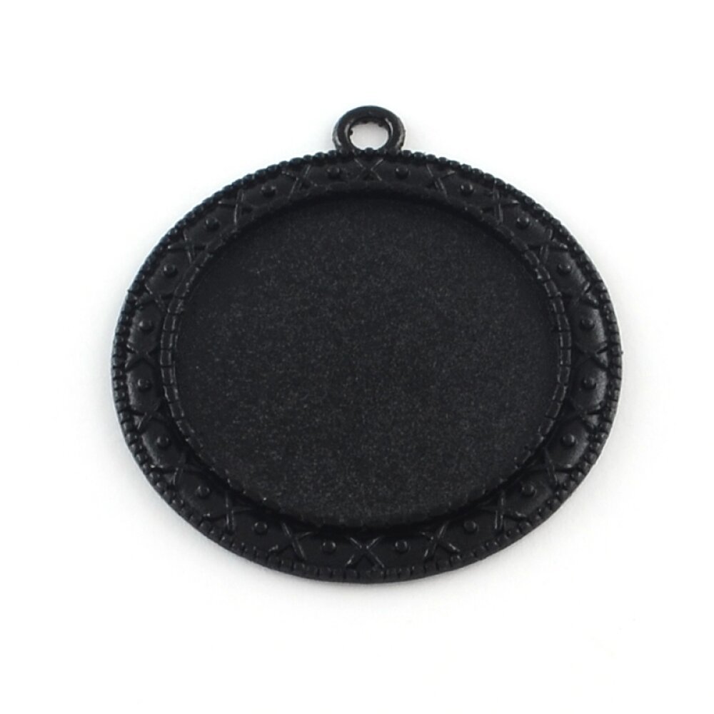 20 black cabochon holders 30mm, cabochon pendants 06NR