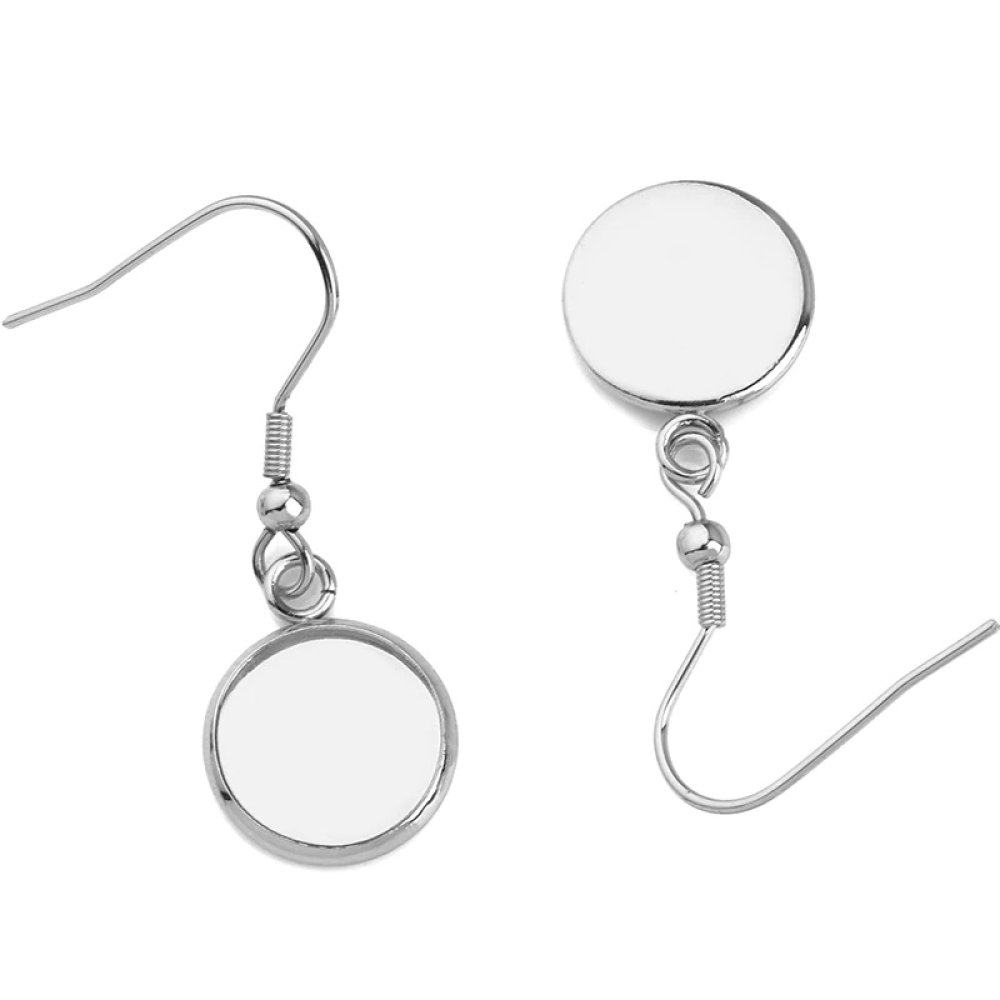 20 earring cabochon holders 12 mm N°06 Silver