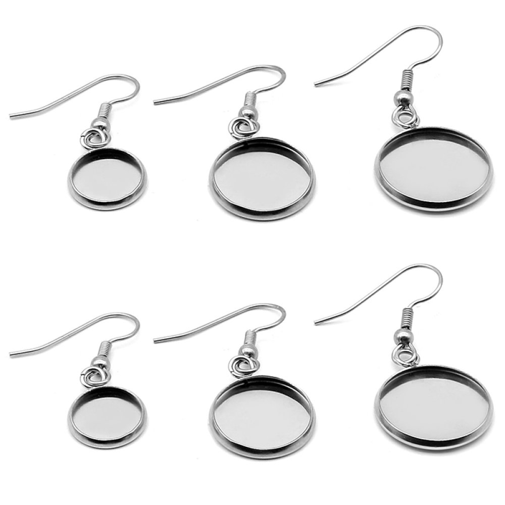 20 round cabochon earring holders 08 mm N°06 Aged Silver