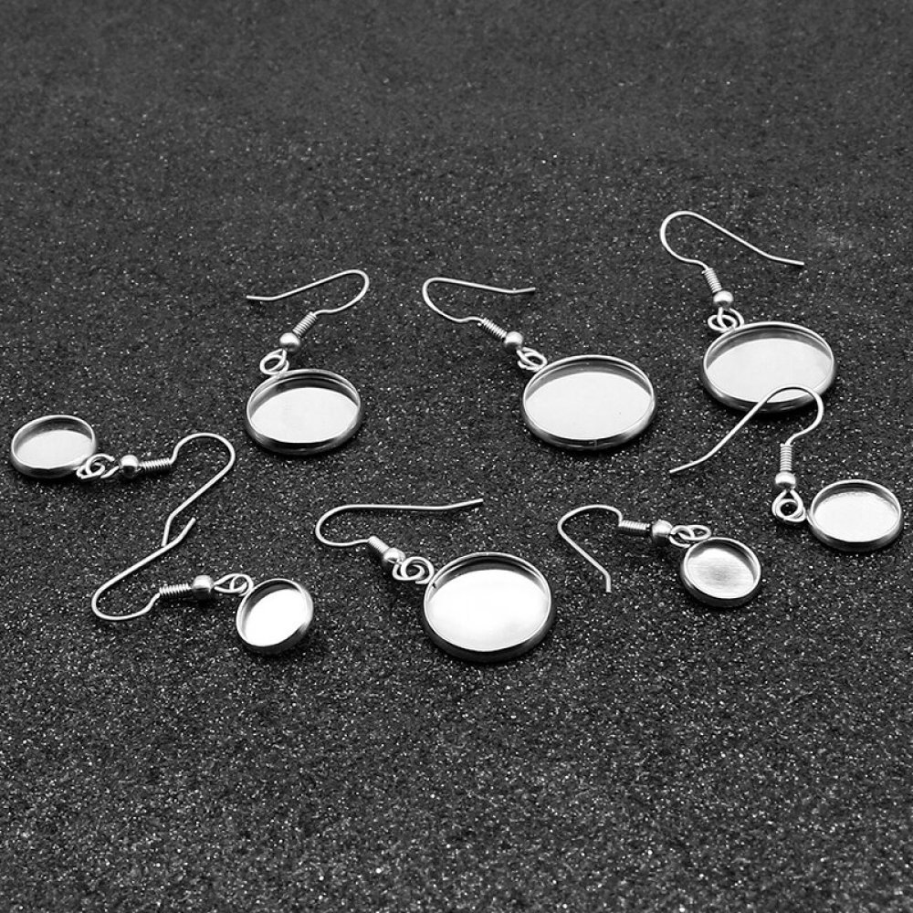 20 round cabochon earring holders 08 mm N°06 Aged Silver