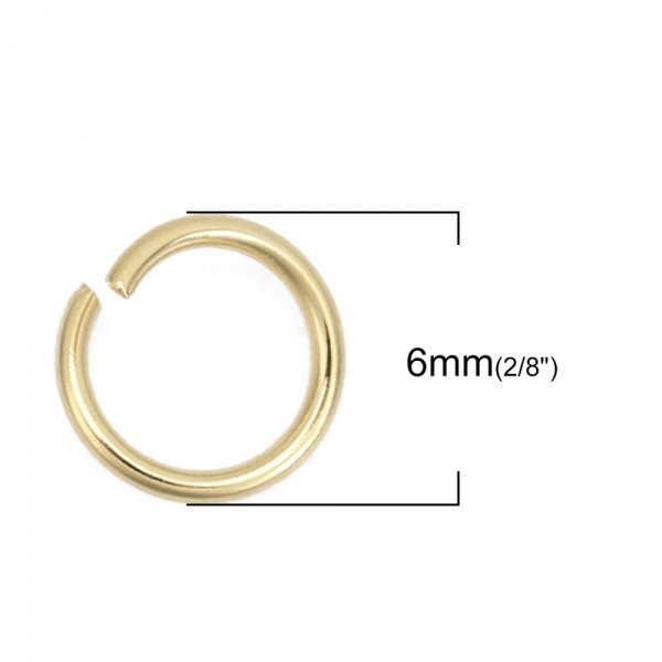 2 Open Junction Rings 06 mm Stainless steel gold plated