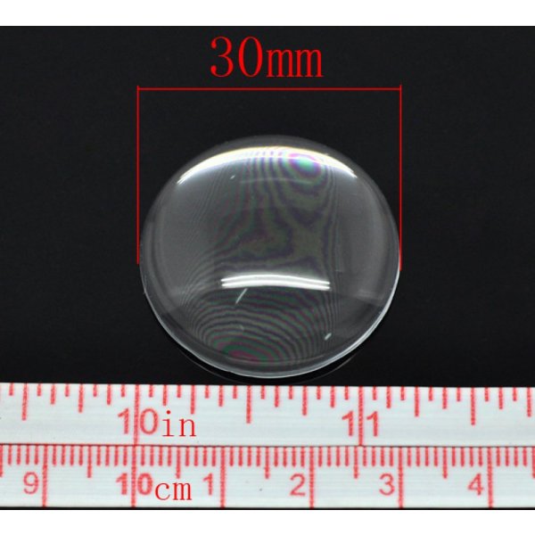 2 Cabochons Ronds 30 mm en verre Loupe transparent N&deg;13