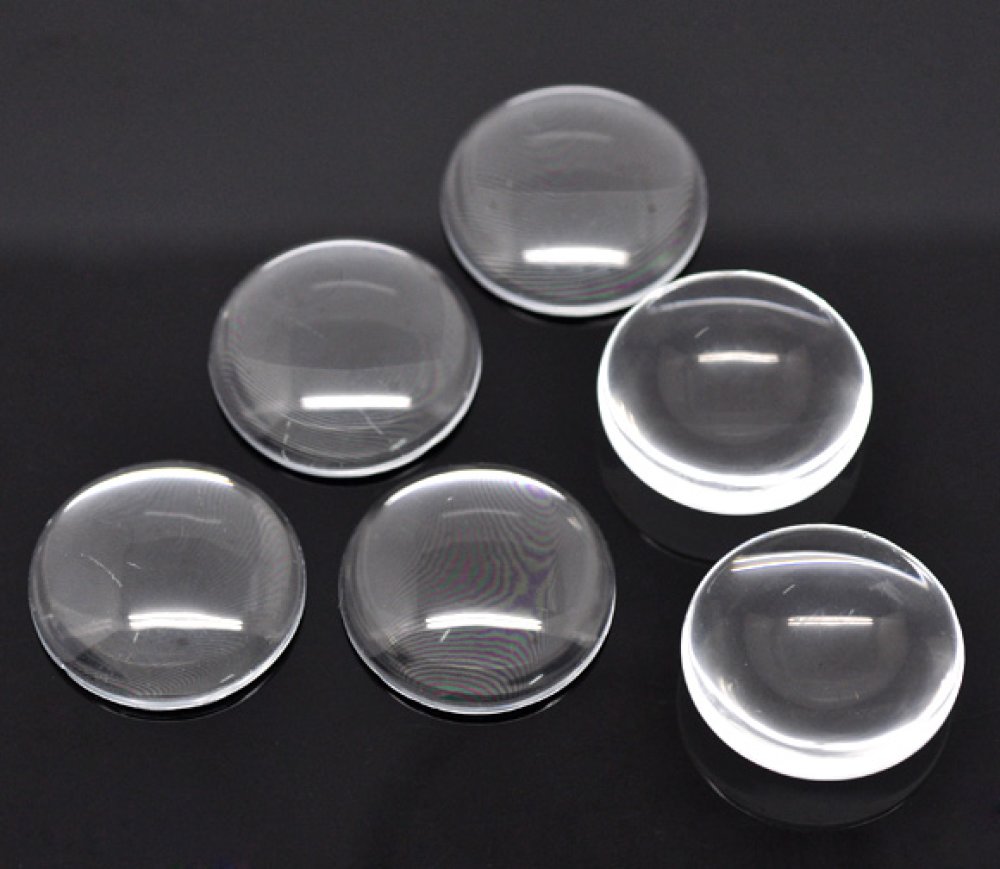 2 Cabochons Ronds 30 mm en verre Loupe transparent N°13