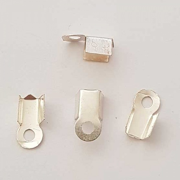 2 Embouts &agrave; coller Serres Cordons Argent 4 x 4 mm N&deg;01