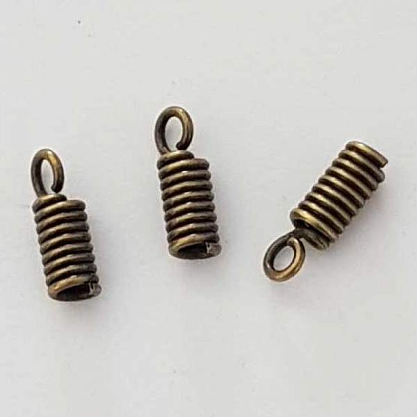 2 Embouts &agrave; coller Pour Cordon Serre Cable ressort 11 x 4 mm Bronze