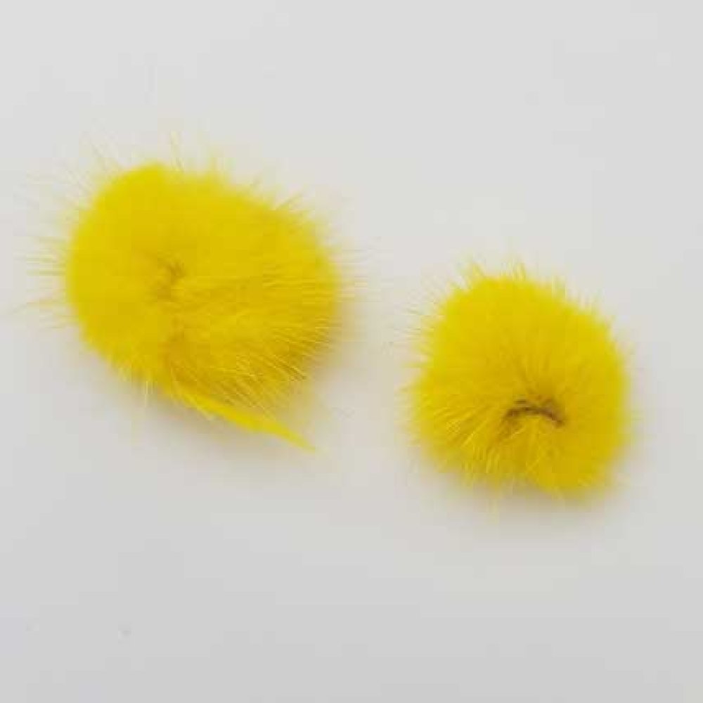 2 Pompons Fourrures 30 mm Jaune