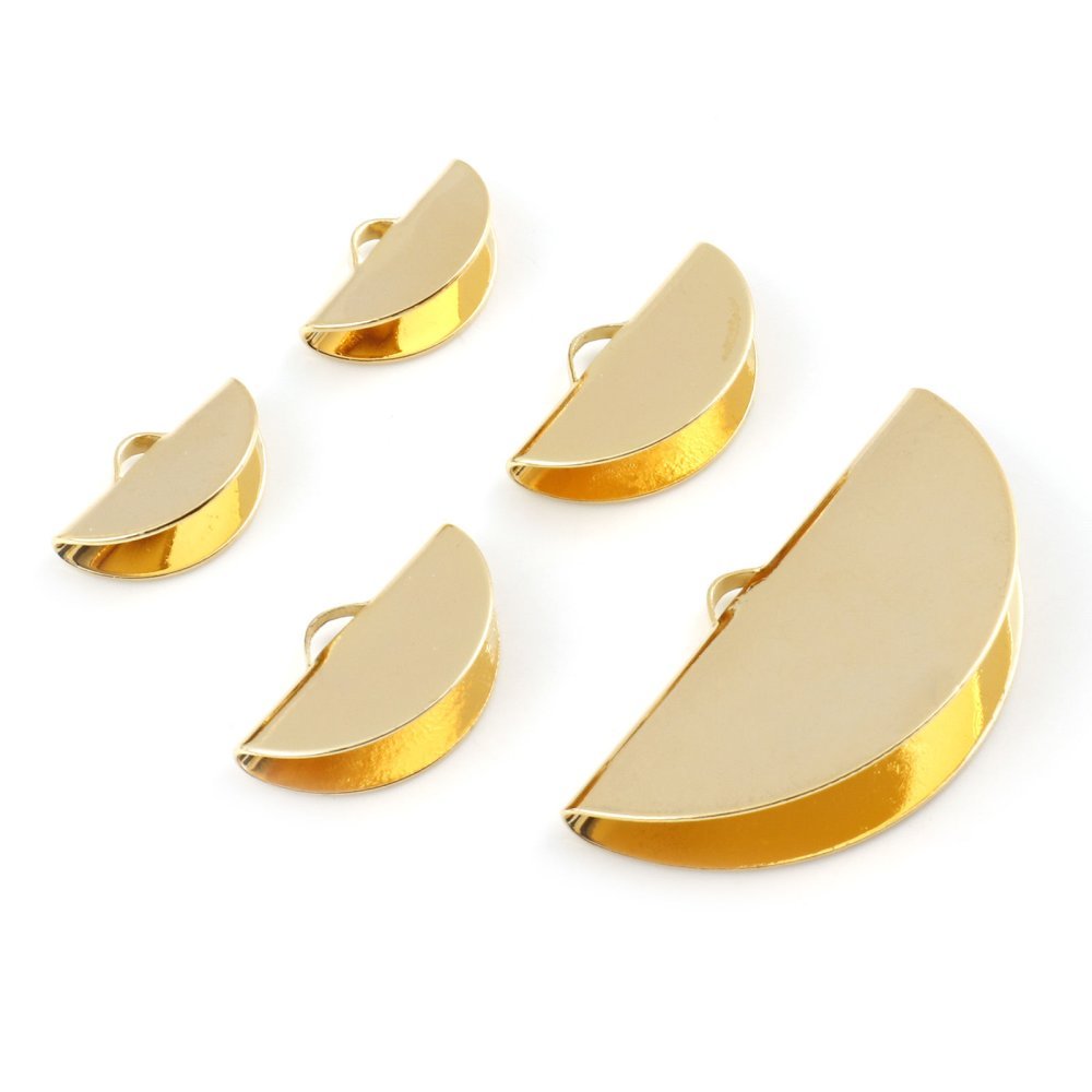 2 gold plated half moon crimps 15 x 09 mm