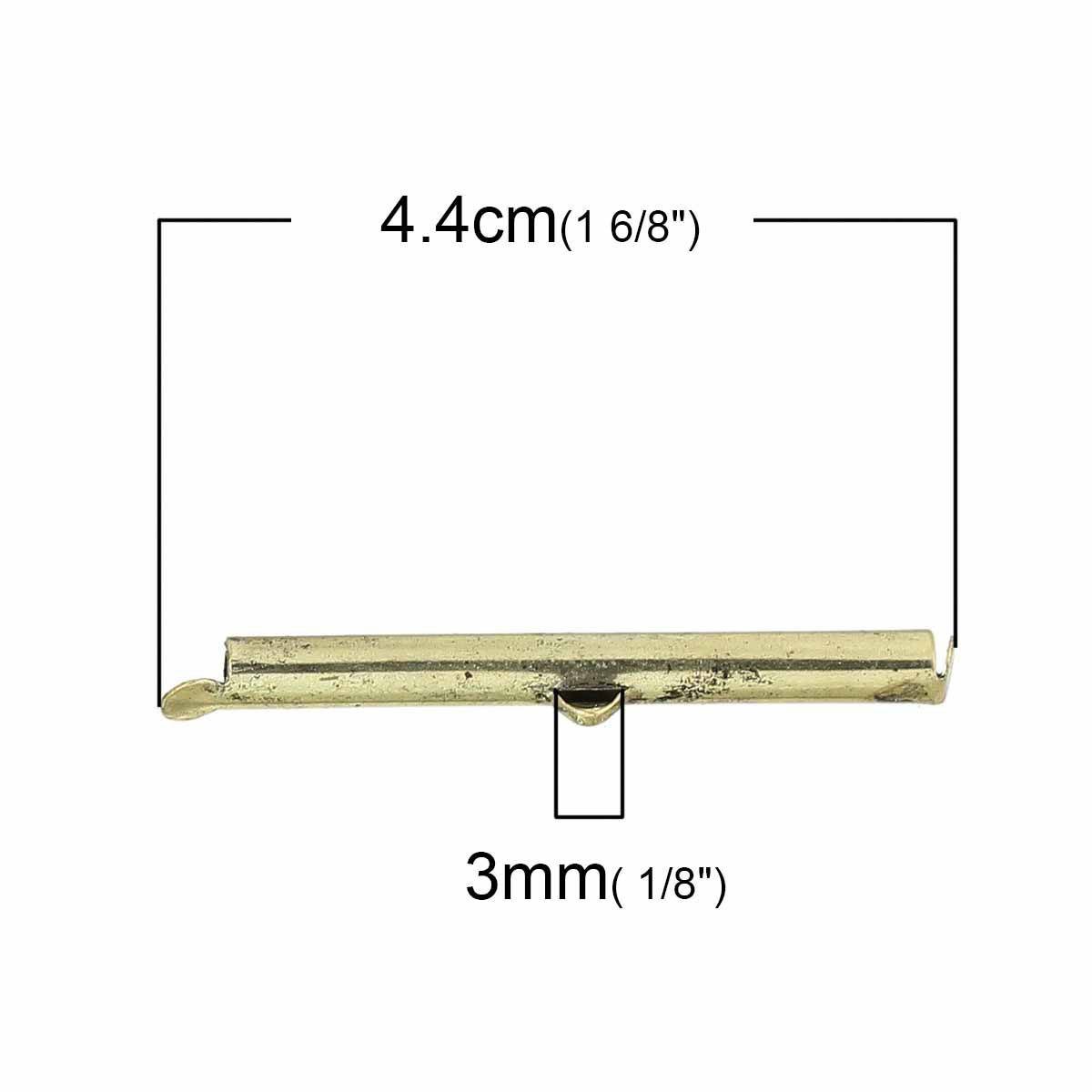 2 clasps copper tube ends color antique bronze 40x6mm-72433 