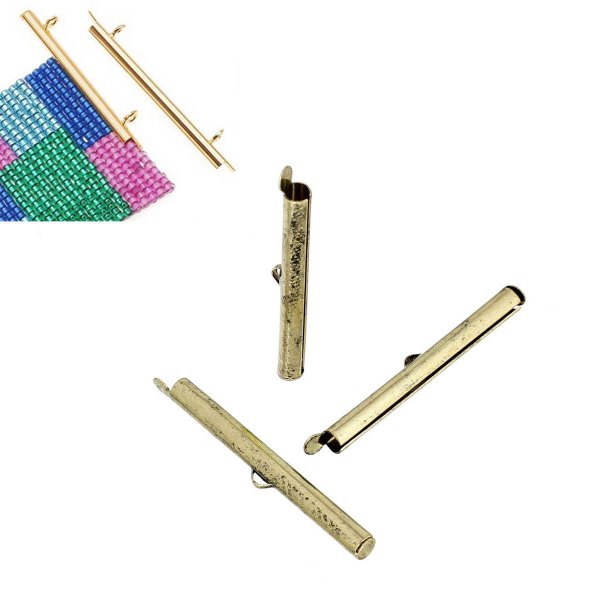 2 clasps copper tube ends color antique bronze 40x6mm-72433 