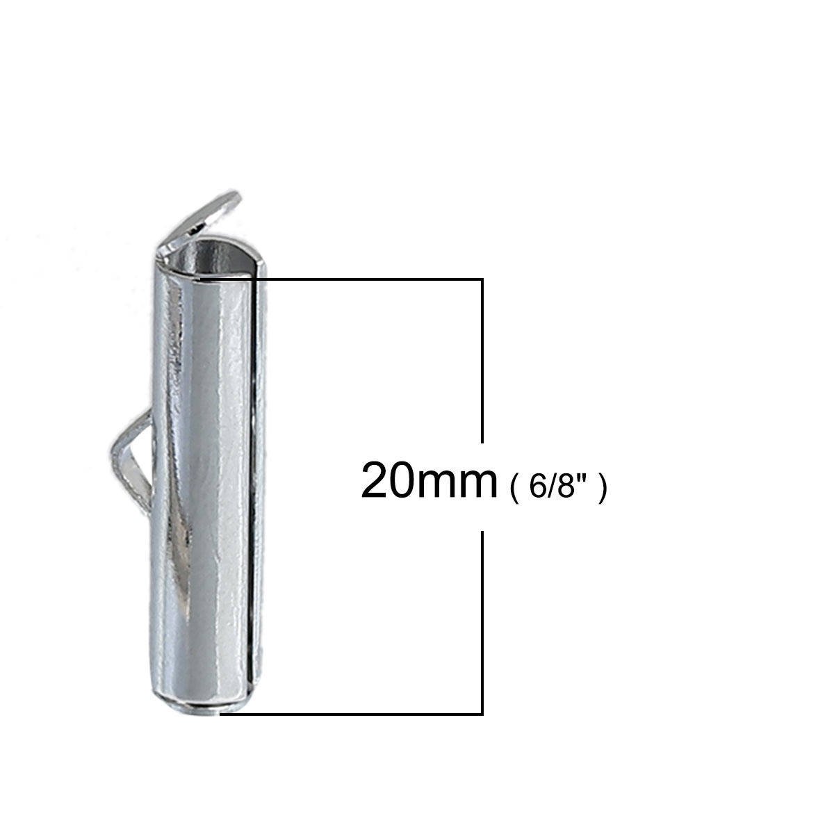 2 clasps copper tube ends silver matte color 20x6mm-845 
