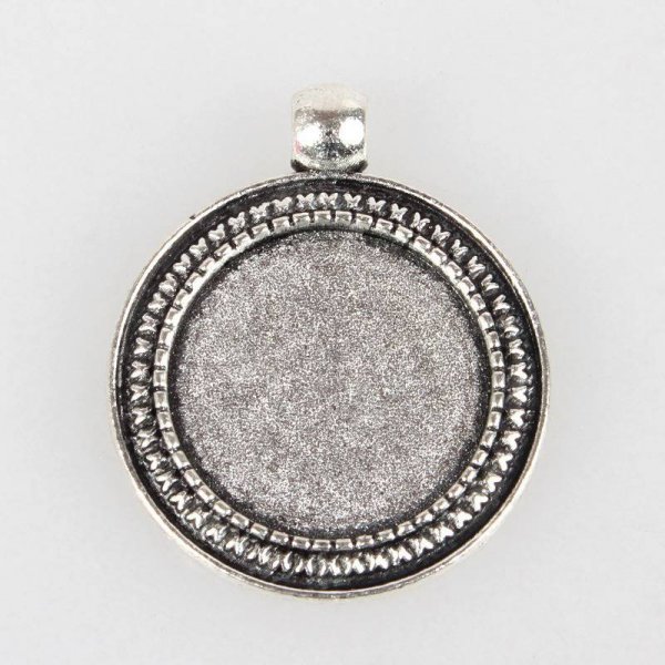 2 x 20mm silver cabochon holders, cabochon pendants 07AS 