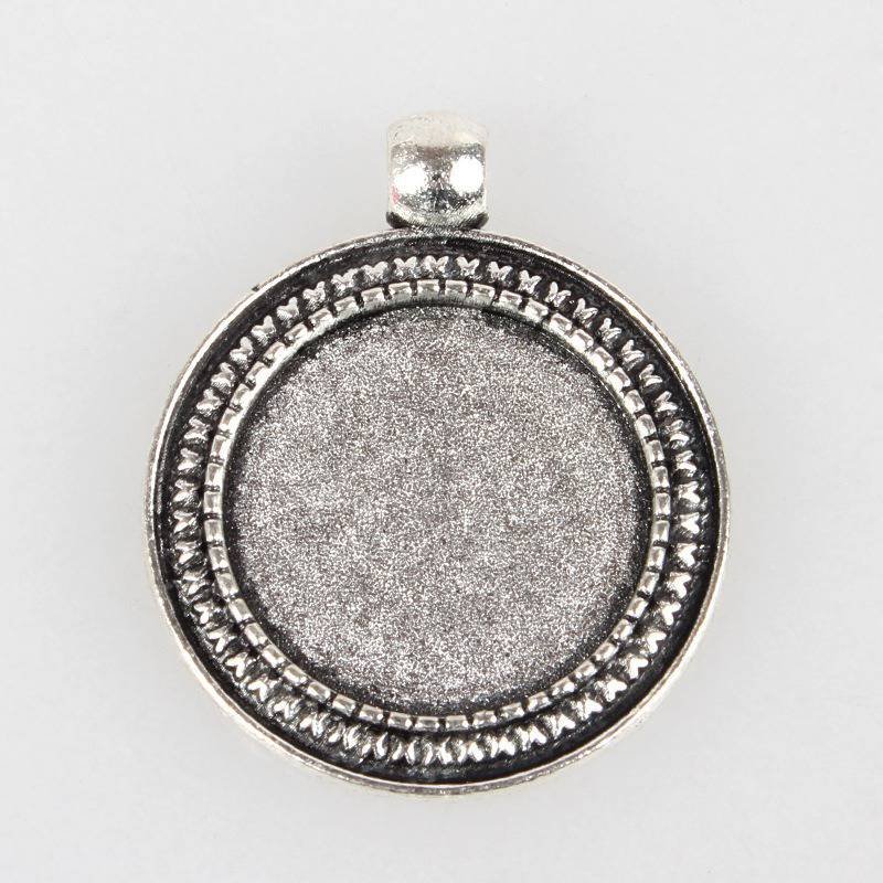 2 x 20mm silver cabochon holders, cabochon pendants 07AS 