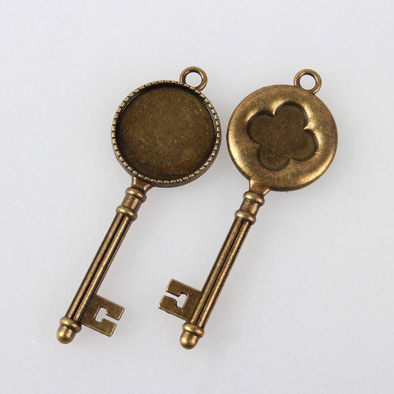 2 x 20mm bronze cabochon holders, cabochon pendants 132AB 