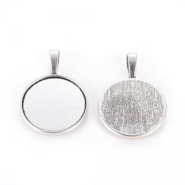 2 x 25mm silver cabochon holders, cabochon pendants 2419