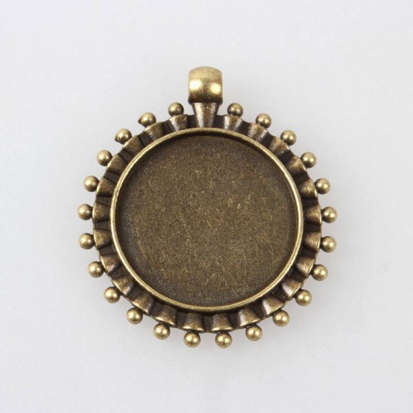 2 x 25mm bronze cabochon holders, cabochon pendants 84AB 