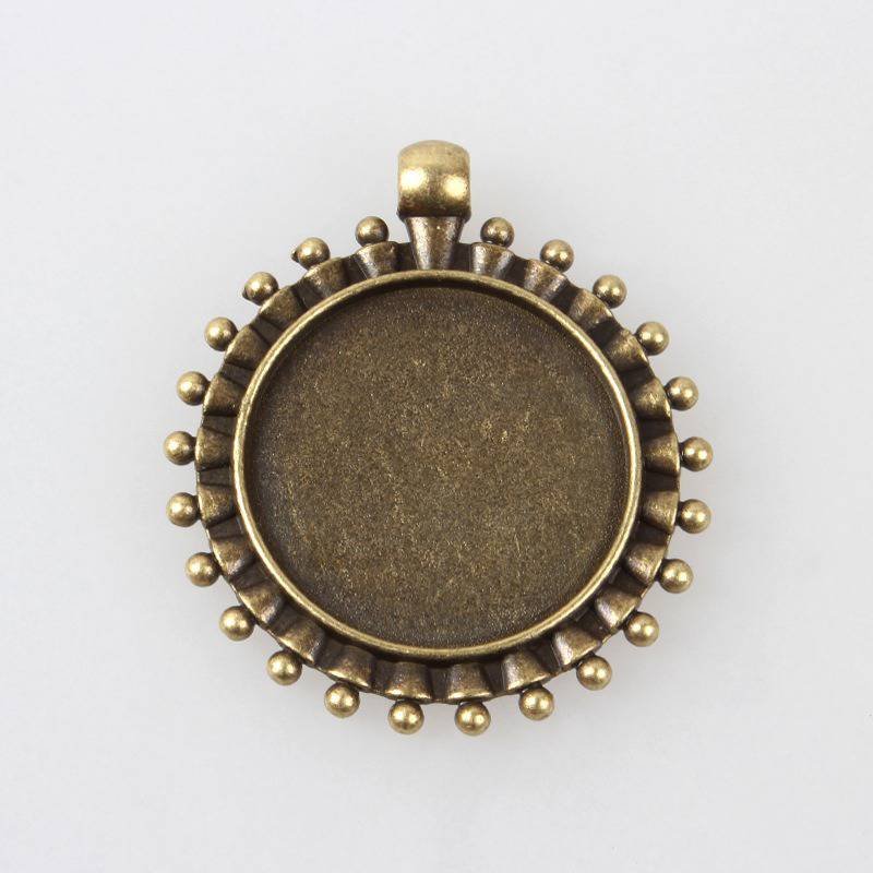 2 x 25mm bronze cabochon holders, cabochon pendants 84AB 