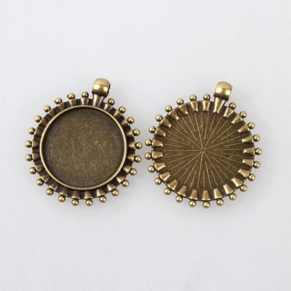 2 x 25mm bronze cabochon holders, cabochon pendants 84AB 