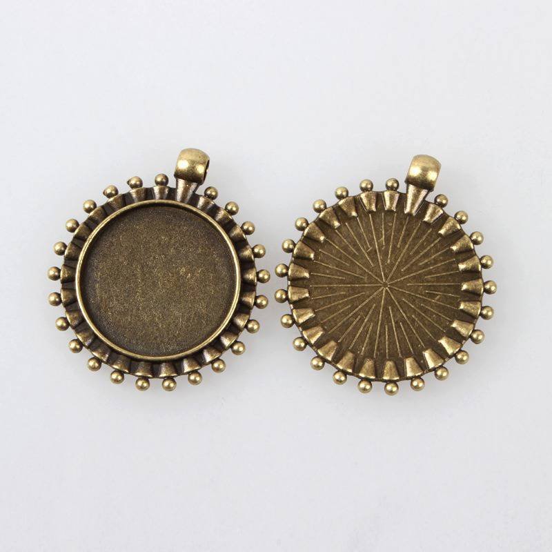 2 x 25mm bronze cabochon holders, cabochon pendants 84AB 