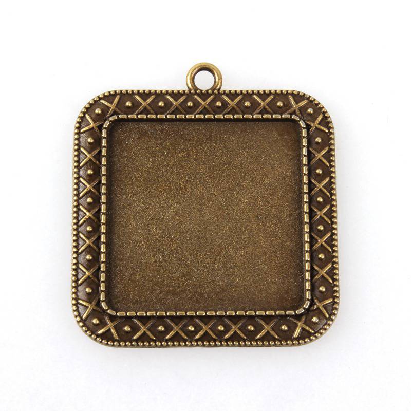 2 x 30mm bronze cabochon holders, cabochon pendants 44AB 