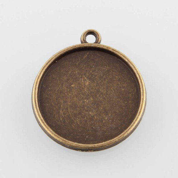 2 x 25mm bronze cabochon holders, cabochon pendants 43AB