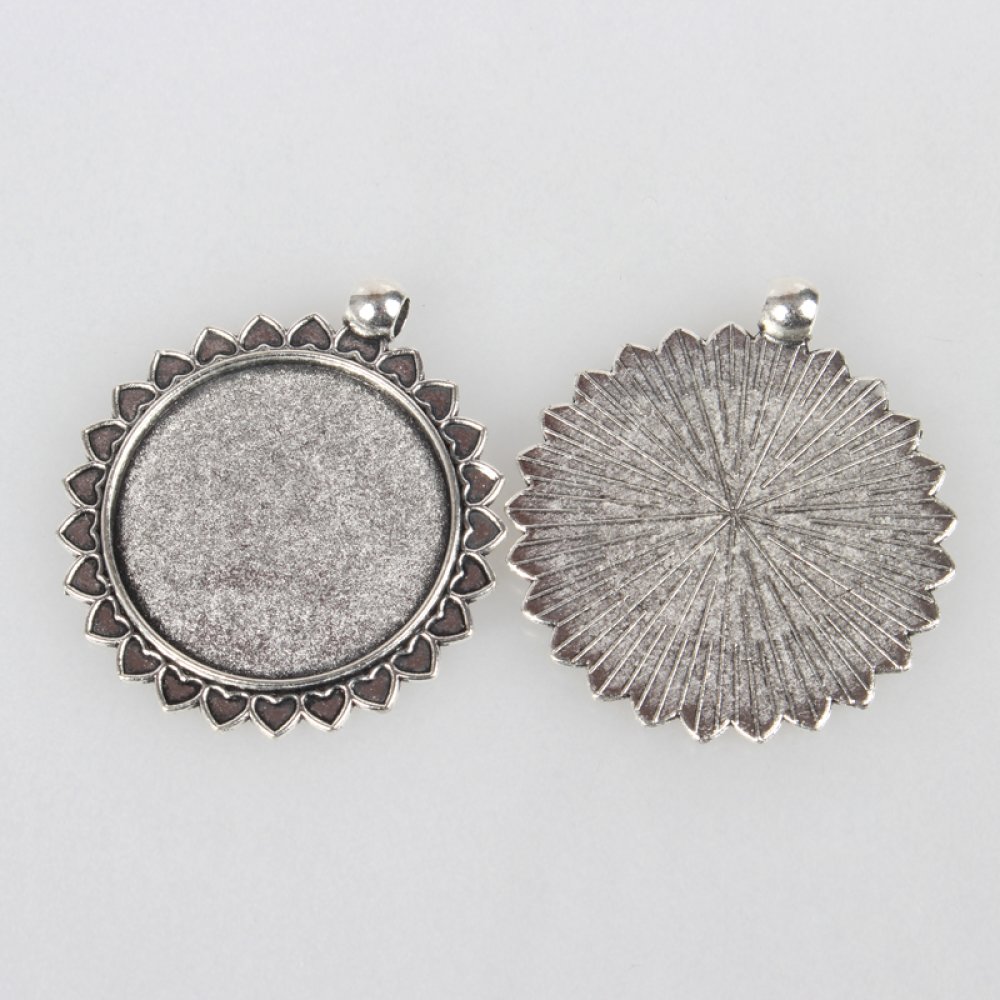 2 x 30mm silver cabochon holders, cabochon pendants 62AS