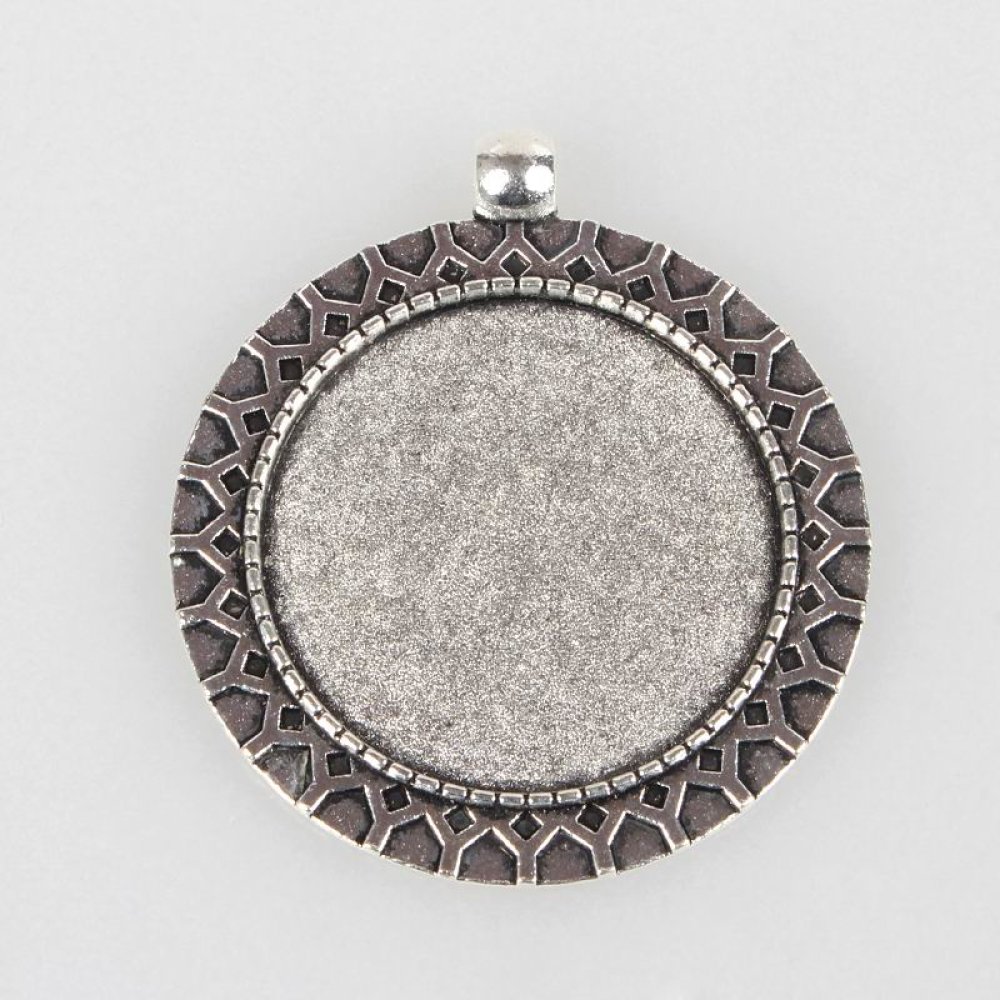 2 x 30mm silver cabochon holders, cabochon pendants 51AS