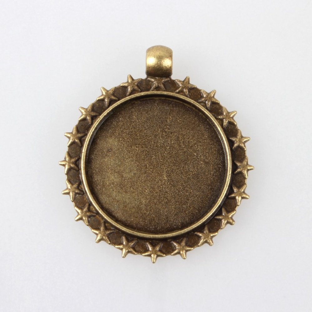 2 x 25mm bronze cabochon holders, cabochon pendants 80AB