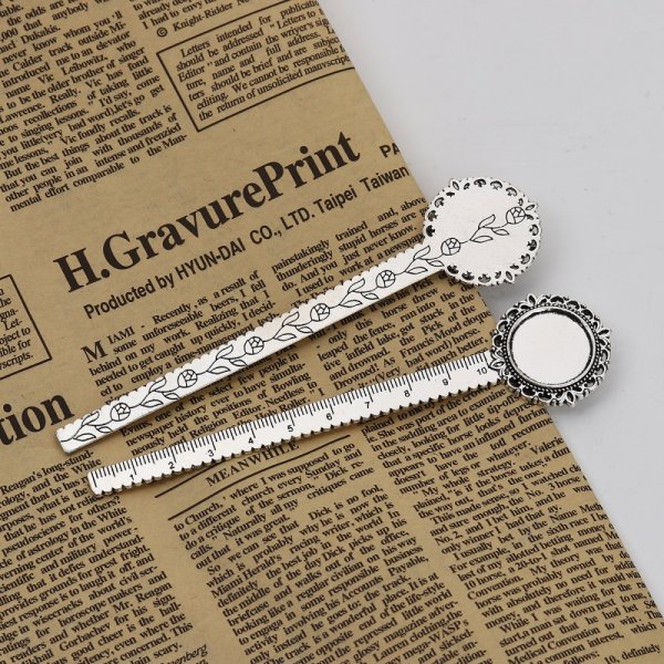 3 bookmarks ruler cabochon 20 mm N&deg;01 Aged Silver