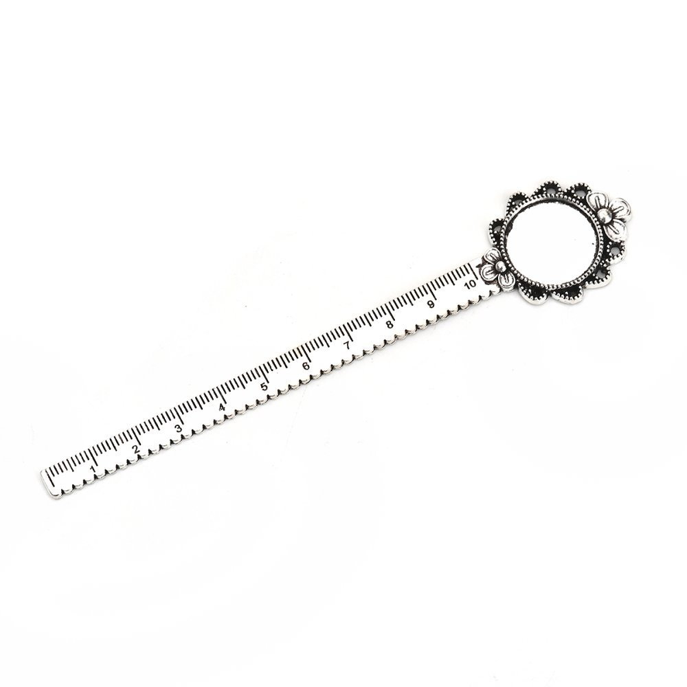 3 bookmarks ruler cabochon 20 mm N°02 Aged Silver