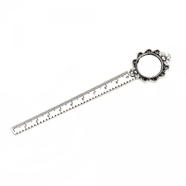 3 bookmarks ruler cabochon 20 mm N&deg;02 Aged Silver