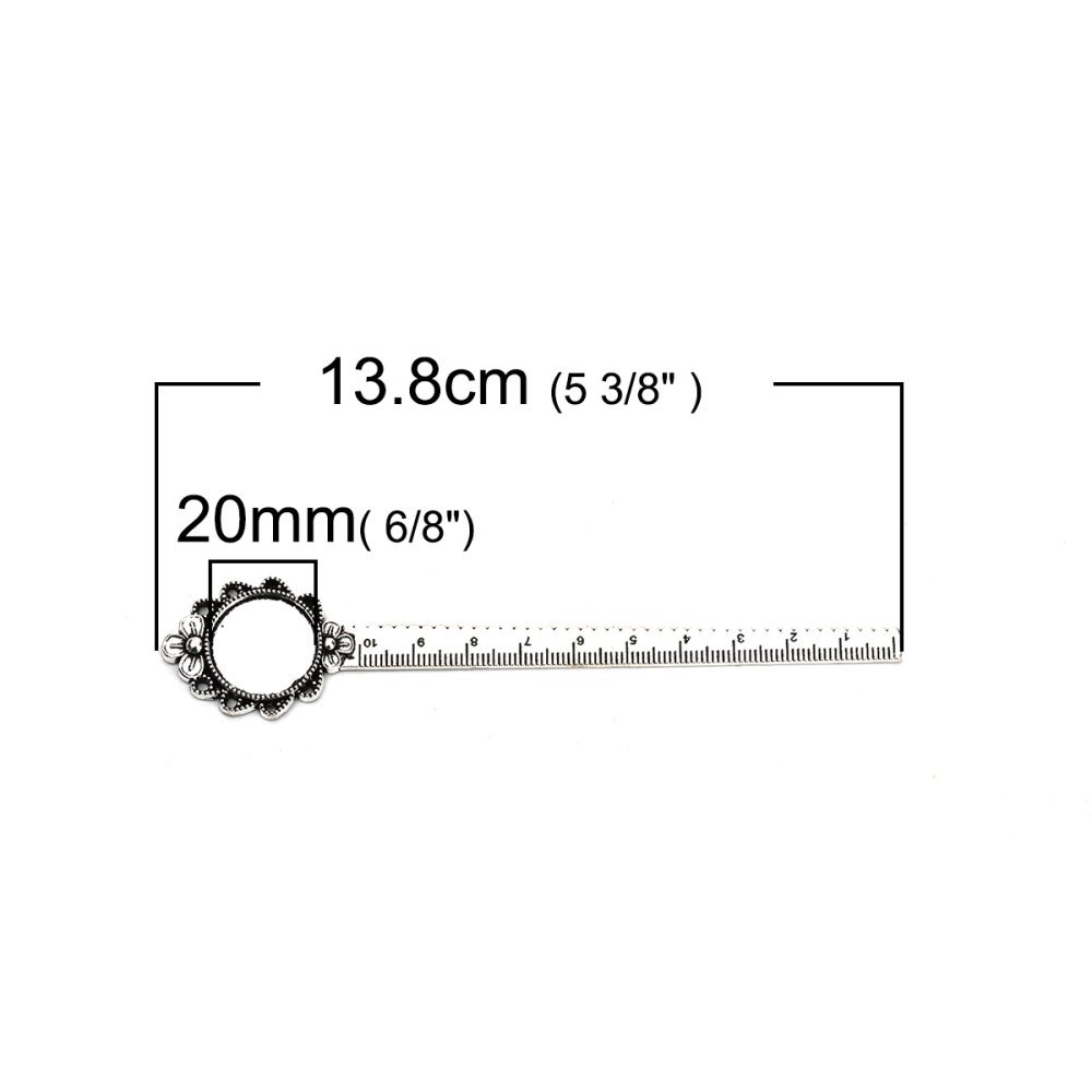 3 bookmarks ruler cabochon 20 mm N°02 Aged Silver