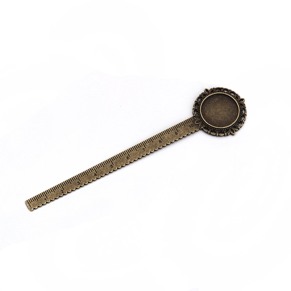 3 bookmarks ruler cabochon 20 mm N°01 Bronze