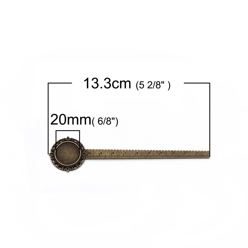 3 bookmarks ruler cabochon 20 mm N°01 Bronze